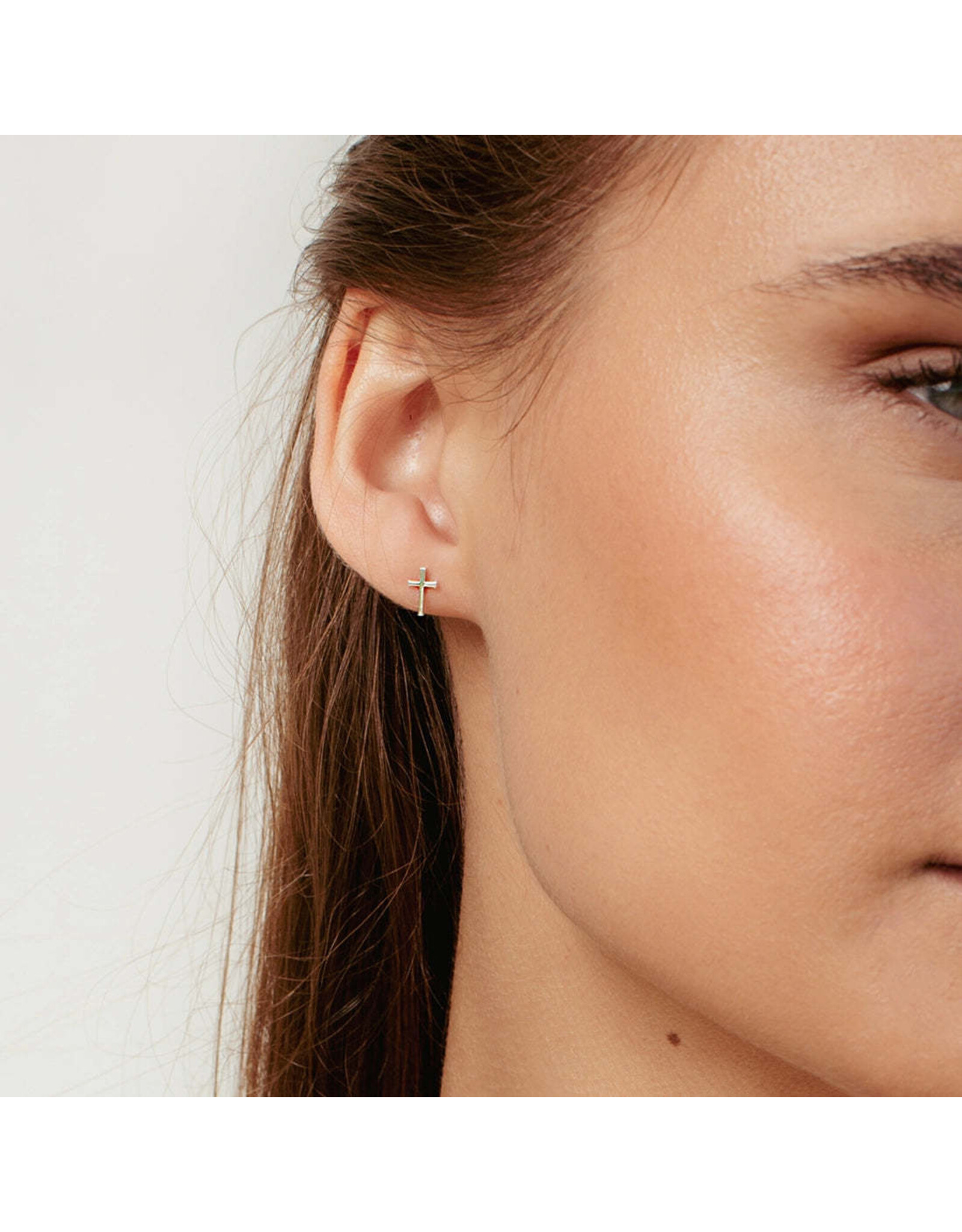 Rizen Rizen 290001SS-CZ Mini Cross Stud Earrings Silver