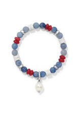 Brighton Brighton JF0338 Americana Beach Pearl Charm Stretch Bracelet
