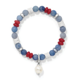 Brighton Brighton JF0338 Americana Beach Pearl Charm Stretch Bracelet