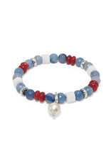 Brighton Brighton JF0338 Americana Beach Pearl Charm Stretch Bracelet