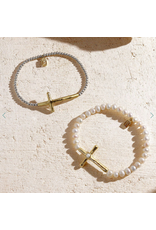 Waxing Poetic Waxing Poetic FMB7CCMS Faith Cross Mini Ball Stretch Bracelet
