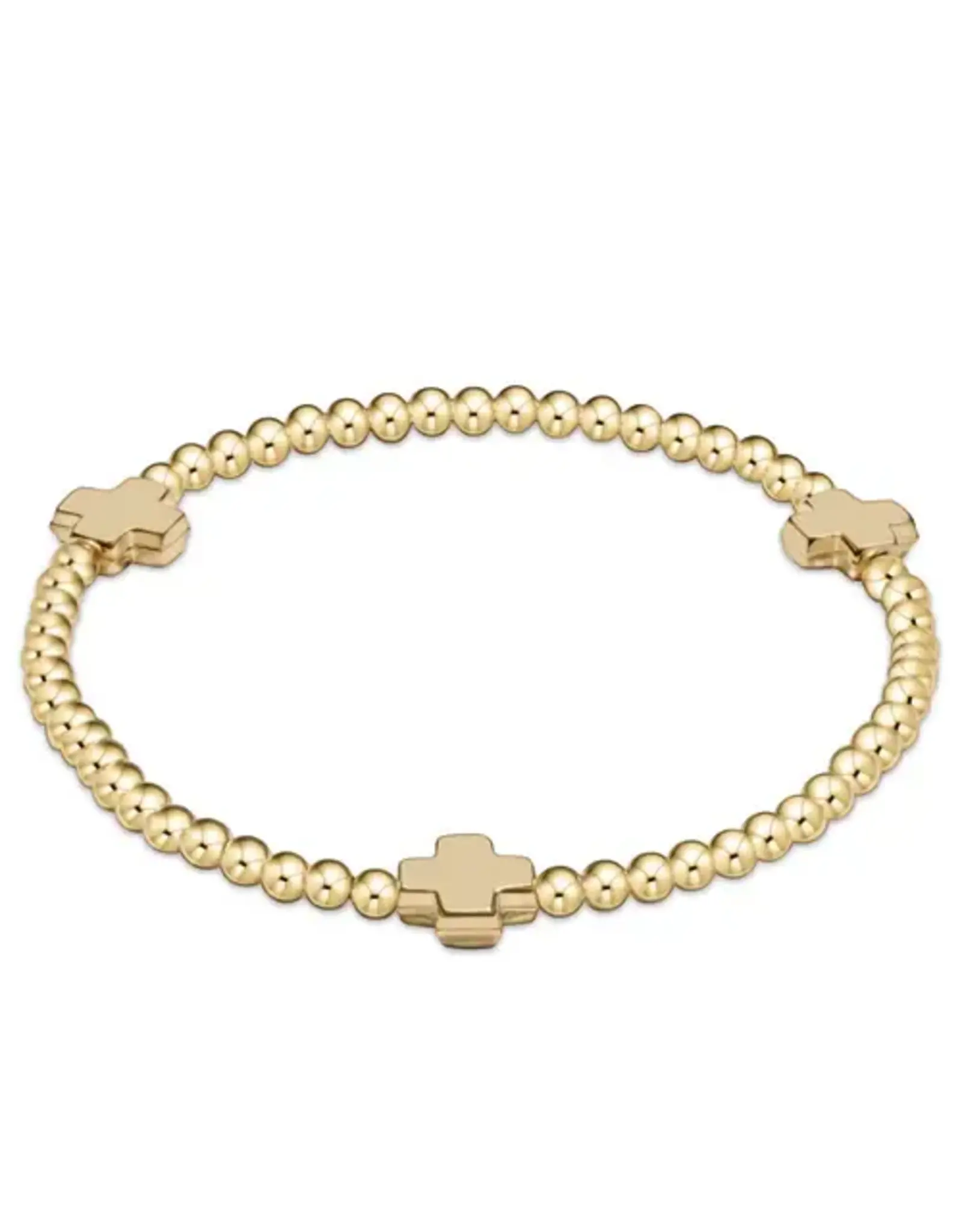 enewton Enewton BSCGP3GLD Signature Cross Gold Pattern 3mm Bead Bracelet