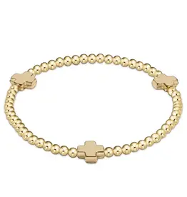 enewton Enewton BSCGP3GLD Signature Cross Gold Pattern 3mm Bead Bracelet