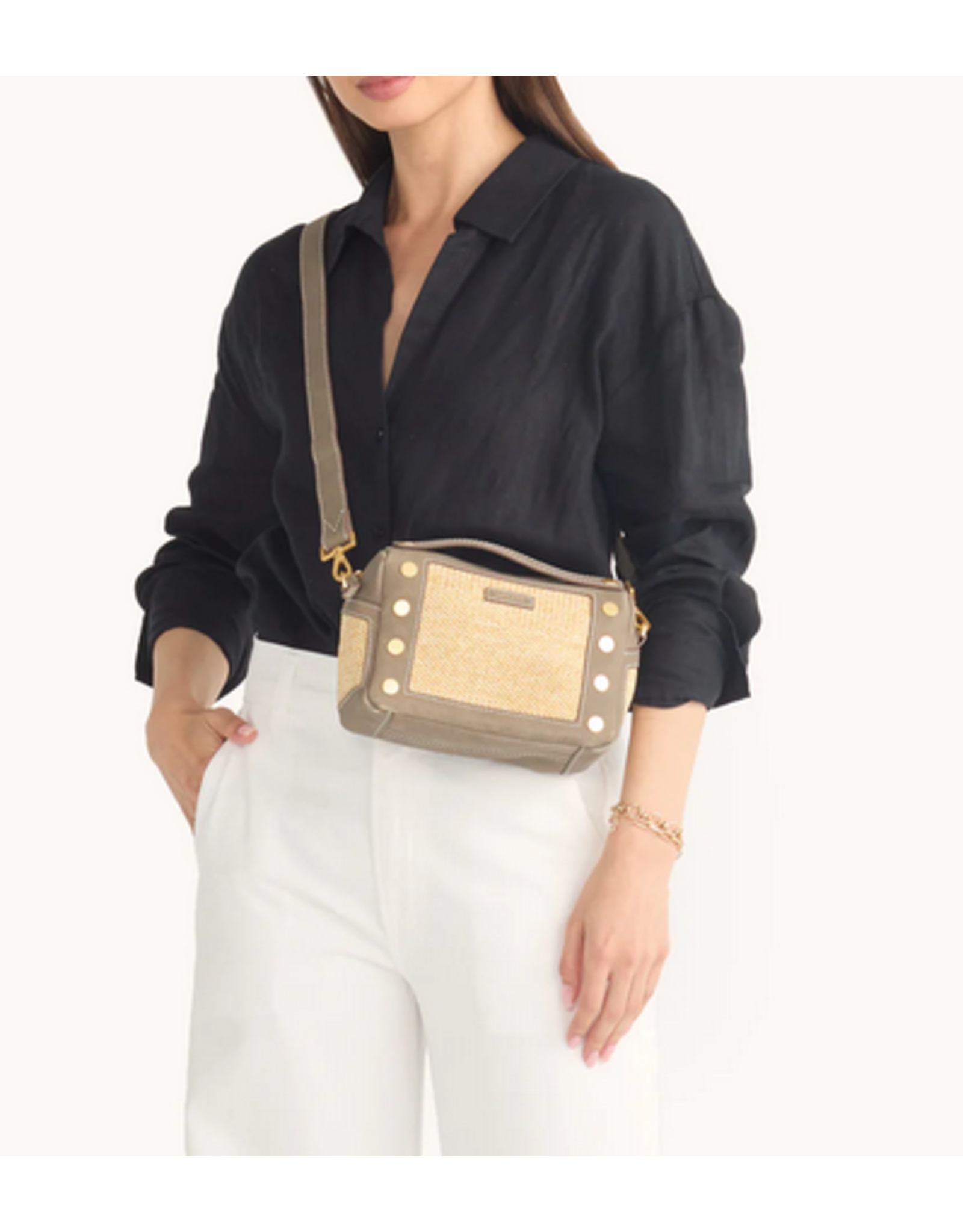 Hammitt Hammitt Evan Pewter Raffia Brushed Gold