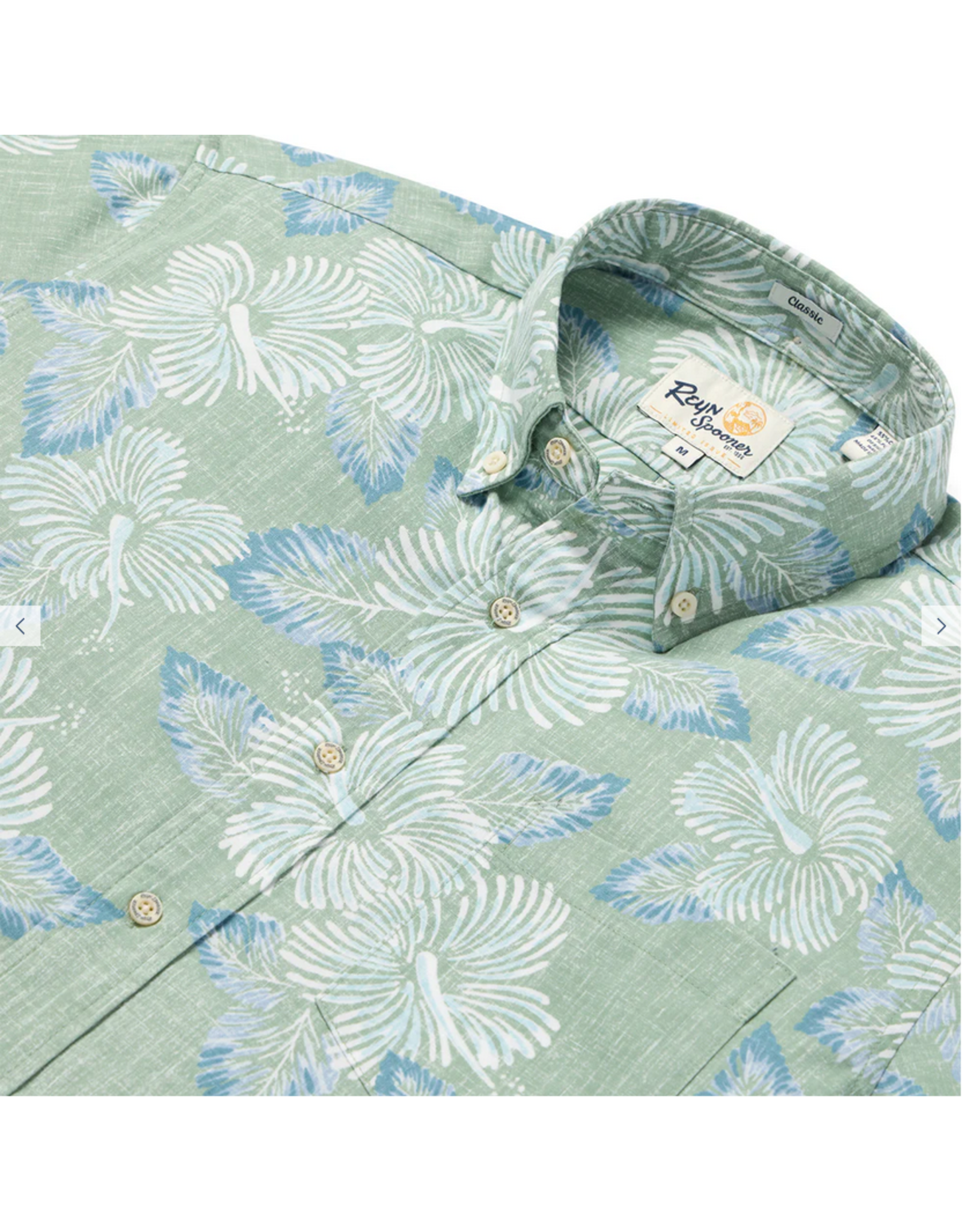 Reyn Spooner Reyn M629812525 Hibiscus Blooms Leaf Button Front Shirt