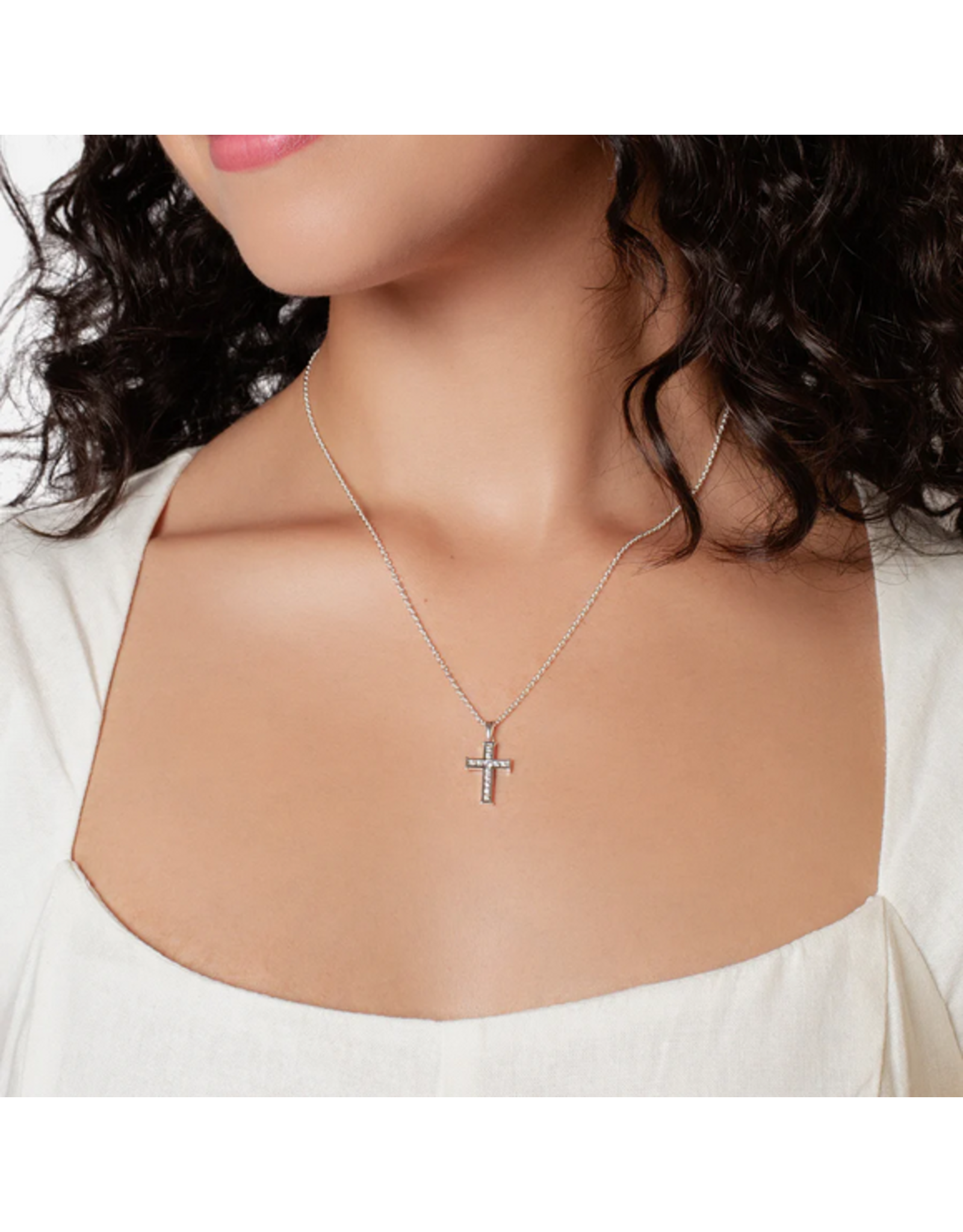 Rizen Rizen 390020SS-CZ Luminous Cross Pendant Silver
