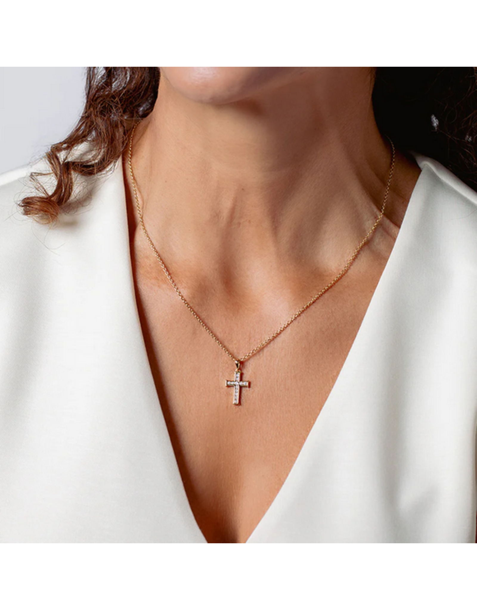 Rizen Rizen 390020GD-CZ Luminous Cross Pendant Gold Vermeil