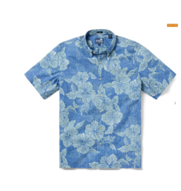 Reyn Spooner Reyn M543012525 Aloha Biscus Button Front Blue Horizon