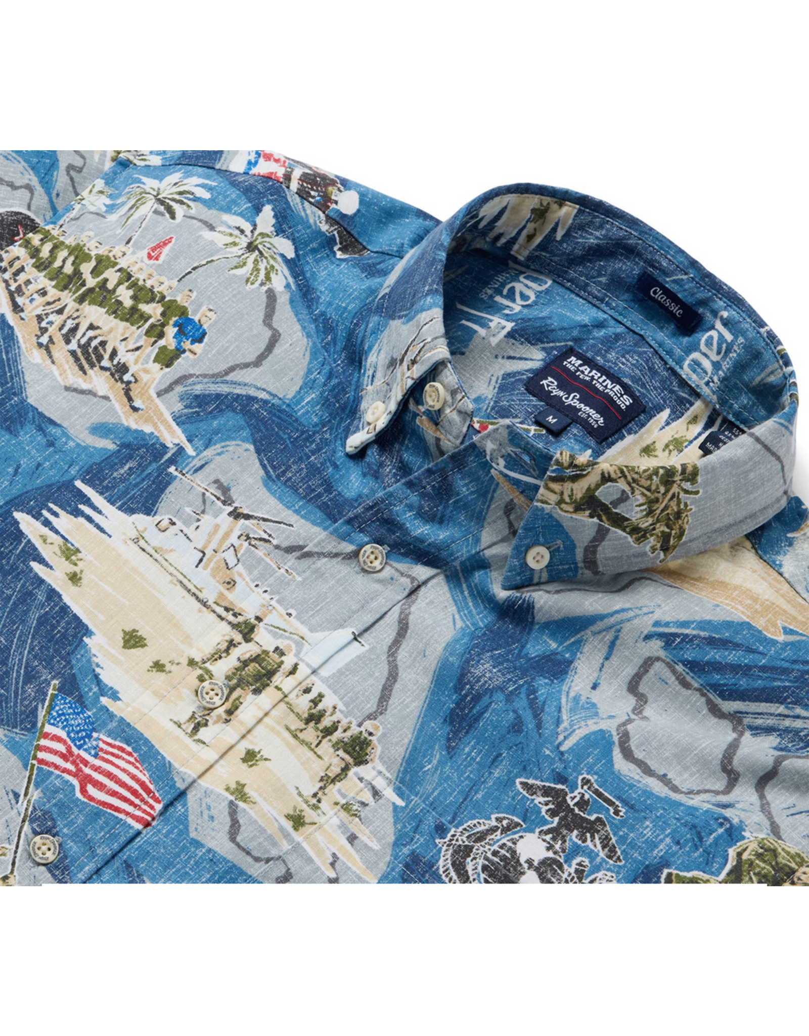 Reyn Spooner Reyn M666212525 Marines Semper Fi Classic Button Front Navy