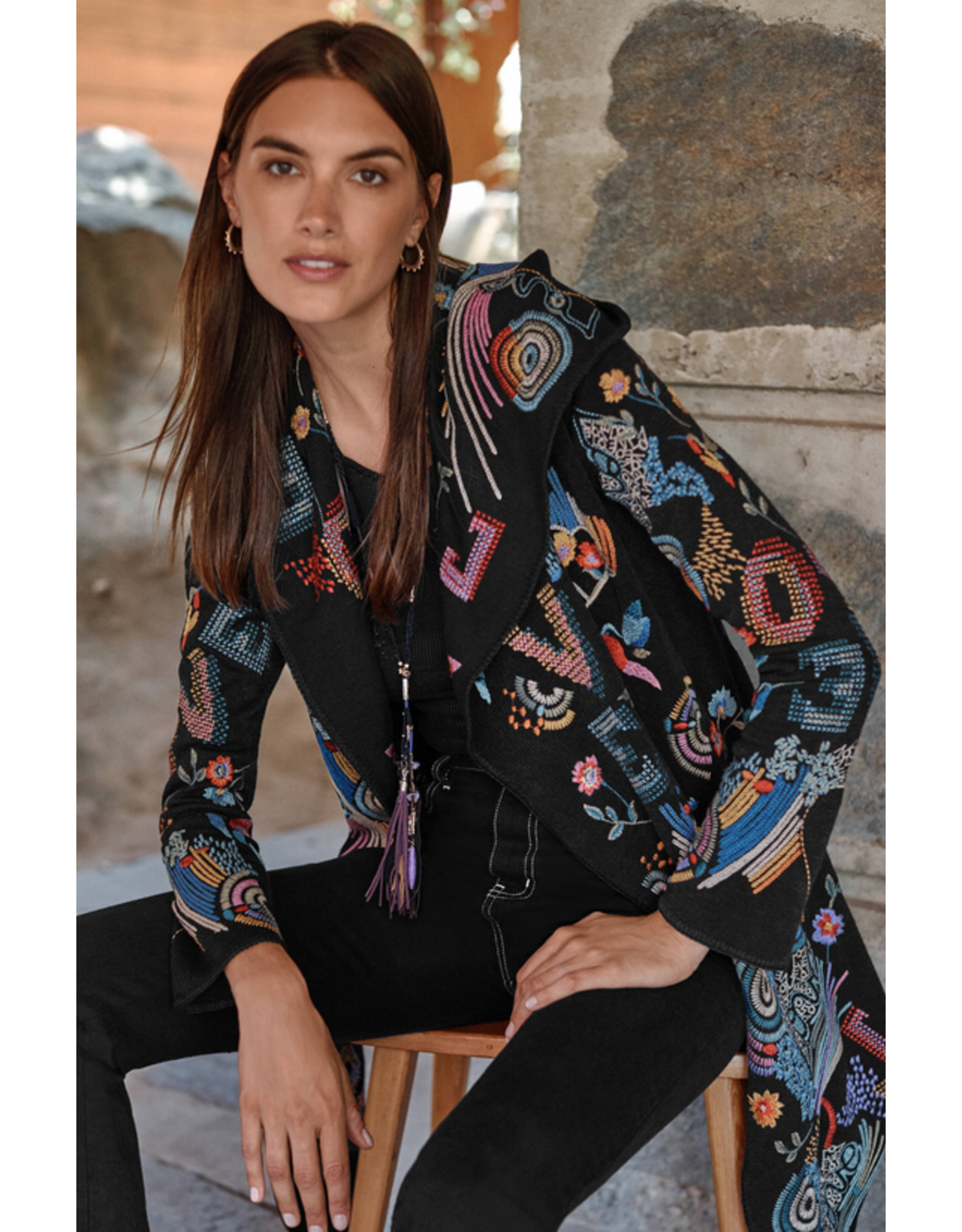 Johnny Was JWas JWB57724-9 Black Biya Duster Desire