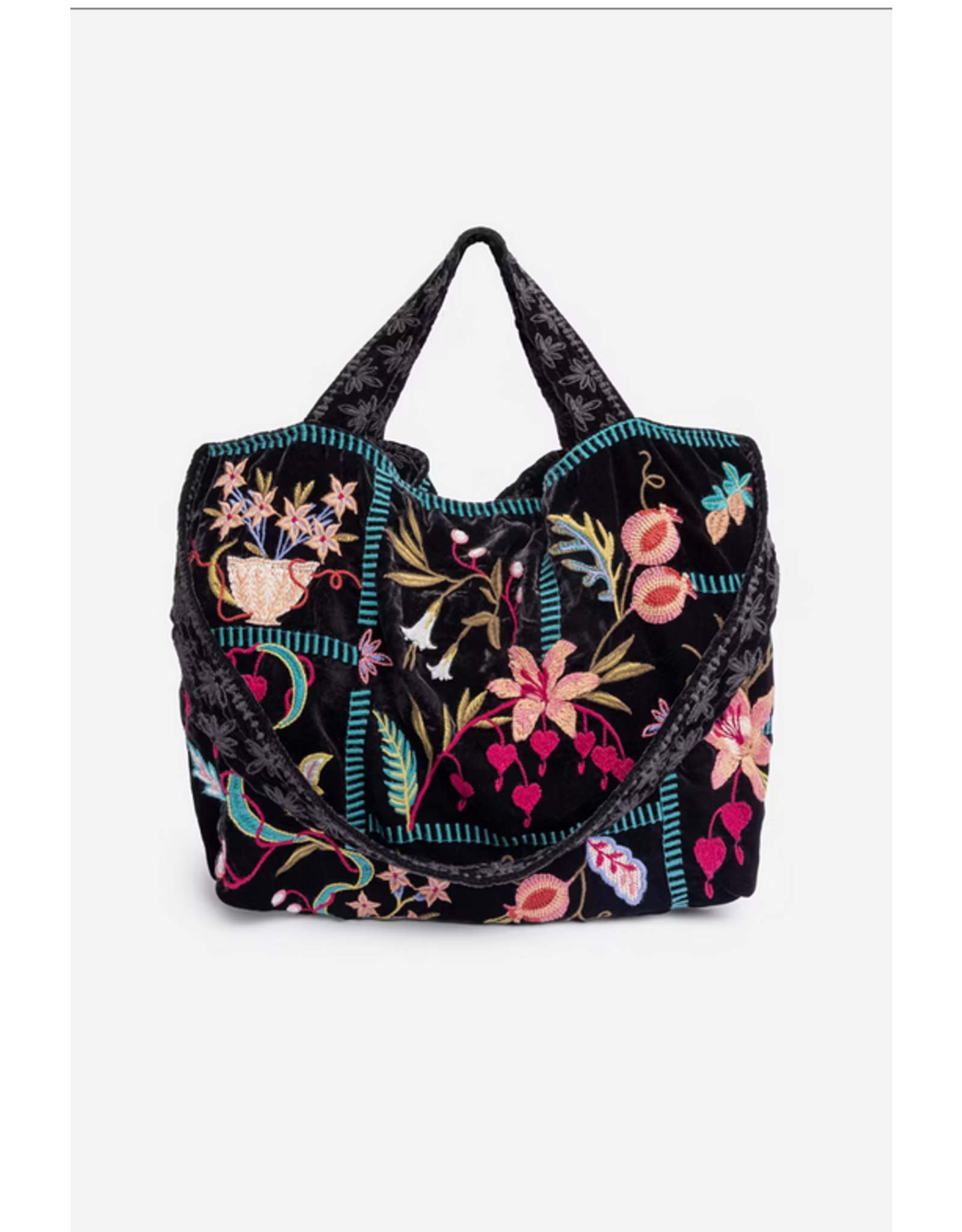 Johnny Was JWAs J0502-8 Coffee Bean Velvet Tote Bag Amarylla