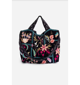 Johnny Was JWAs J0502-8 Coffee Bean Velvet Tote Bag Amarylla
