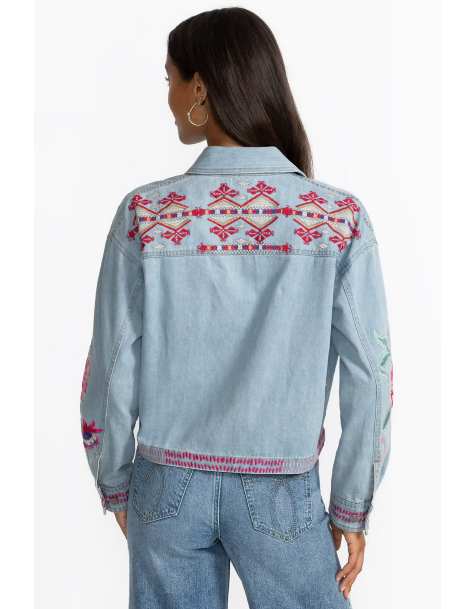 Johnny Was JWAS W48625-1 Denim Cropped Jacket Talulla
