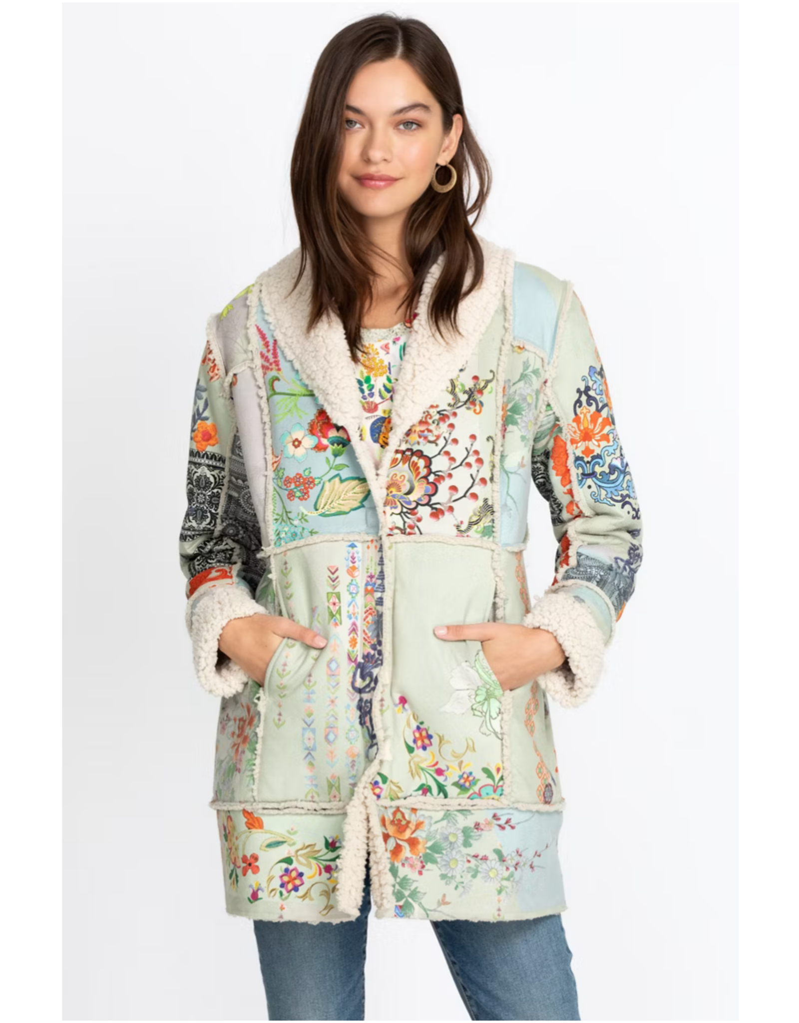 Johnny Was JWas B44424-E Gigianna Boxy Suede Coat