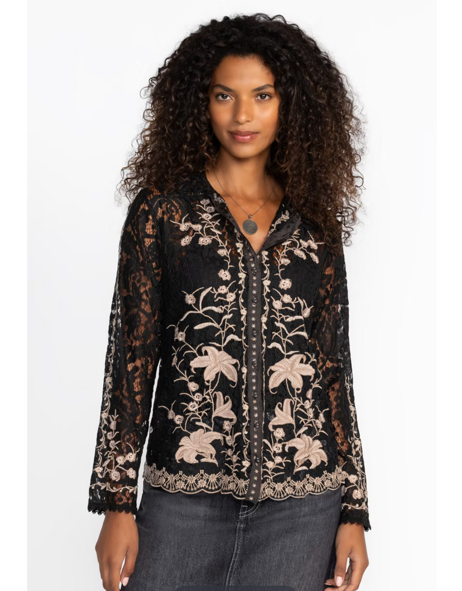 Johnny Was JWas B16124 Verone Lace Blouse with Slip
