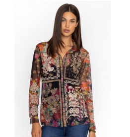 Johnny Was JWas B16024-8 Mazzy Button Down Blouse Wild Garden