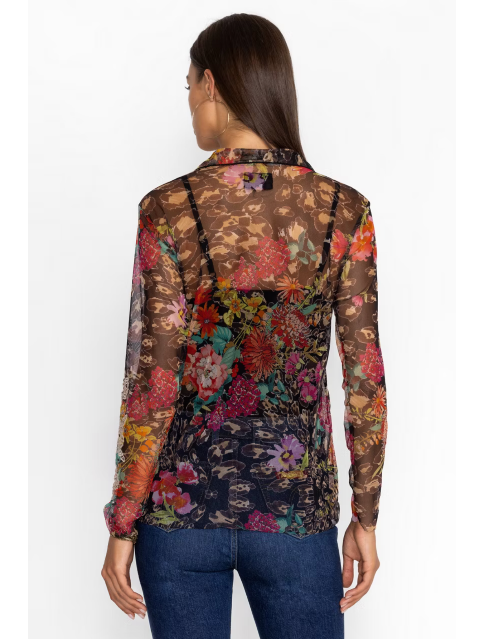 Johnny Was JWas B16024-8 Mazzy Button Down Blouse Wild Garden