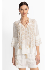 Johnny Was JWas W19725-3 Ruffle Sleeve Blouse White Kamala
