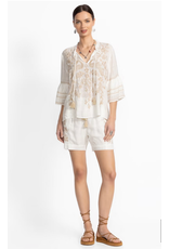Johnny Was JWas W19725-3 Ruffle Sleeve Blouse White Kamala