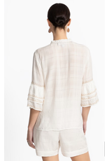 Johnny Was JWas W19725-3 Ruffle Sleeve Blouse White Kamala
