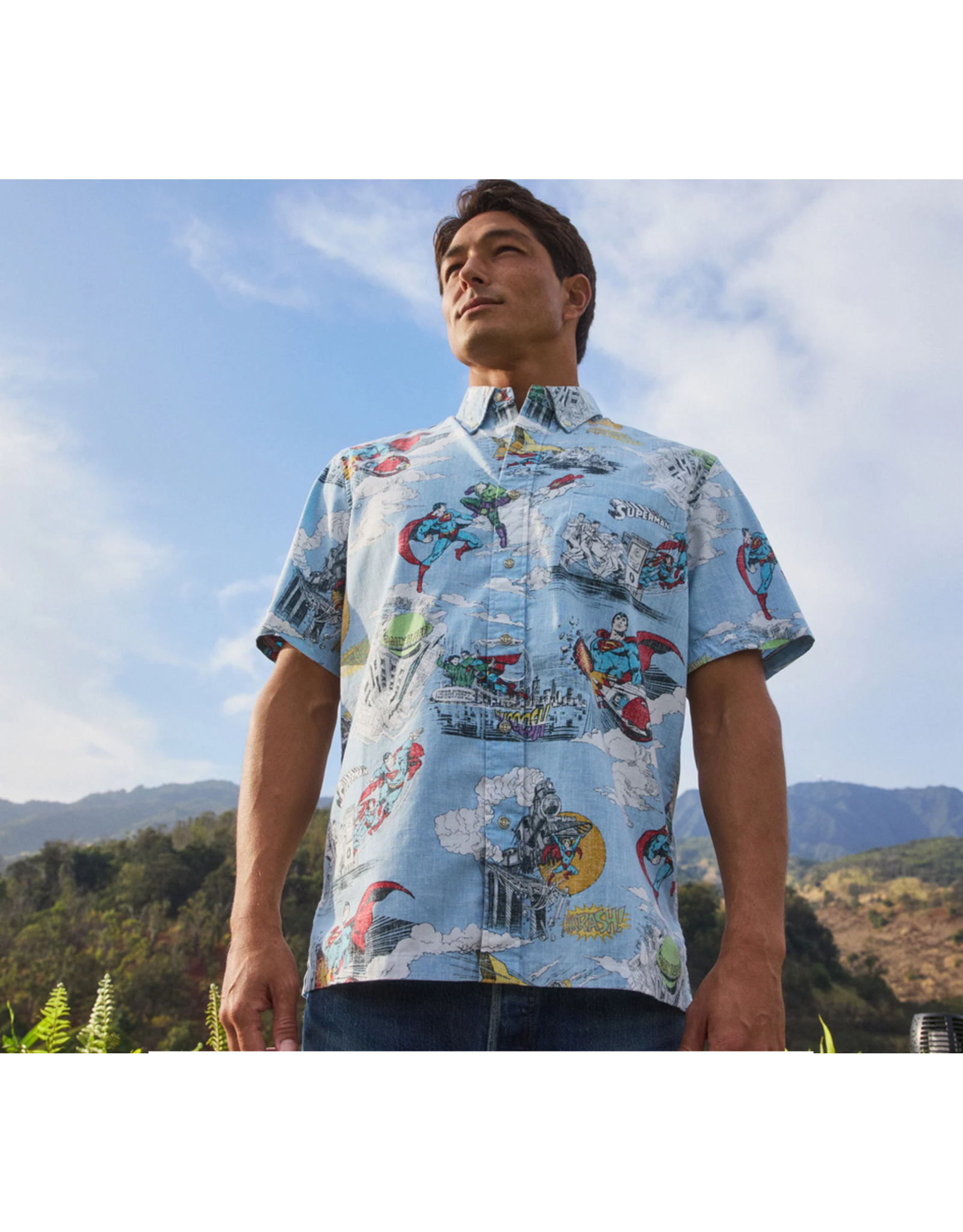 Reyn Spooner Reyn M682012525 Superman Classic Button Front Blue