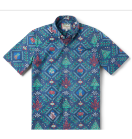 Reyn Spooner Reyn M687012525 Hawaiian Christmas Button Front Navy