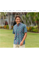 Reyn Spooner Reyn M687012525 Hawaiian Christmas Button Front Navy