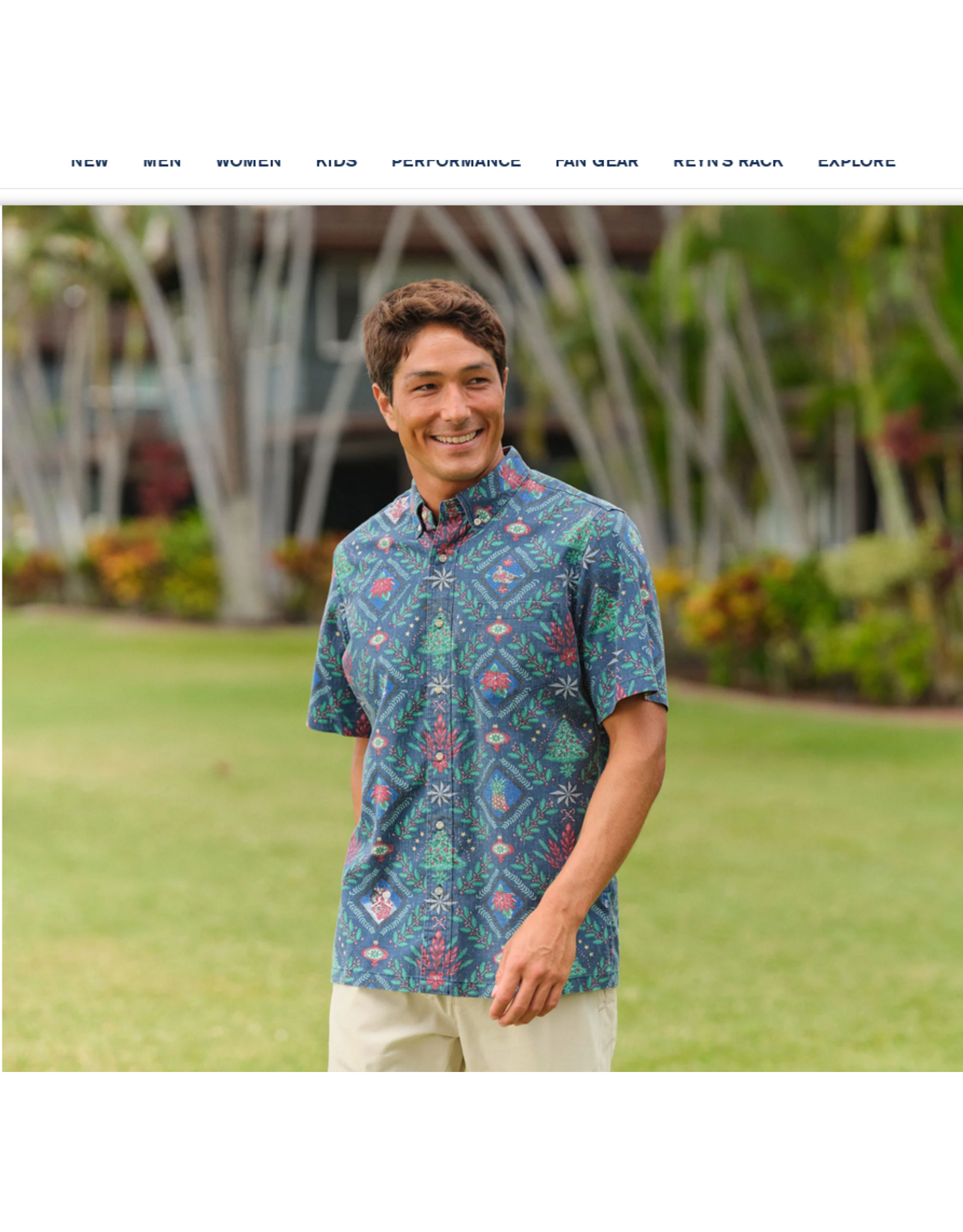 Reyn Spooner Reyn M687012525 Hawaiian Christmas Button Front Navy
