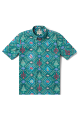 Reyn Spooner Reyn M687012525 Hawaiian Christmas Button Front Green