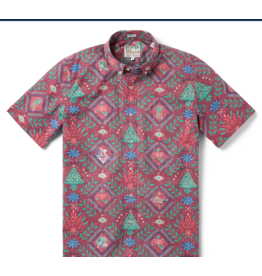 Reyn Spooner Reyn M687012525 Hawaiian Christmas Button Front Red