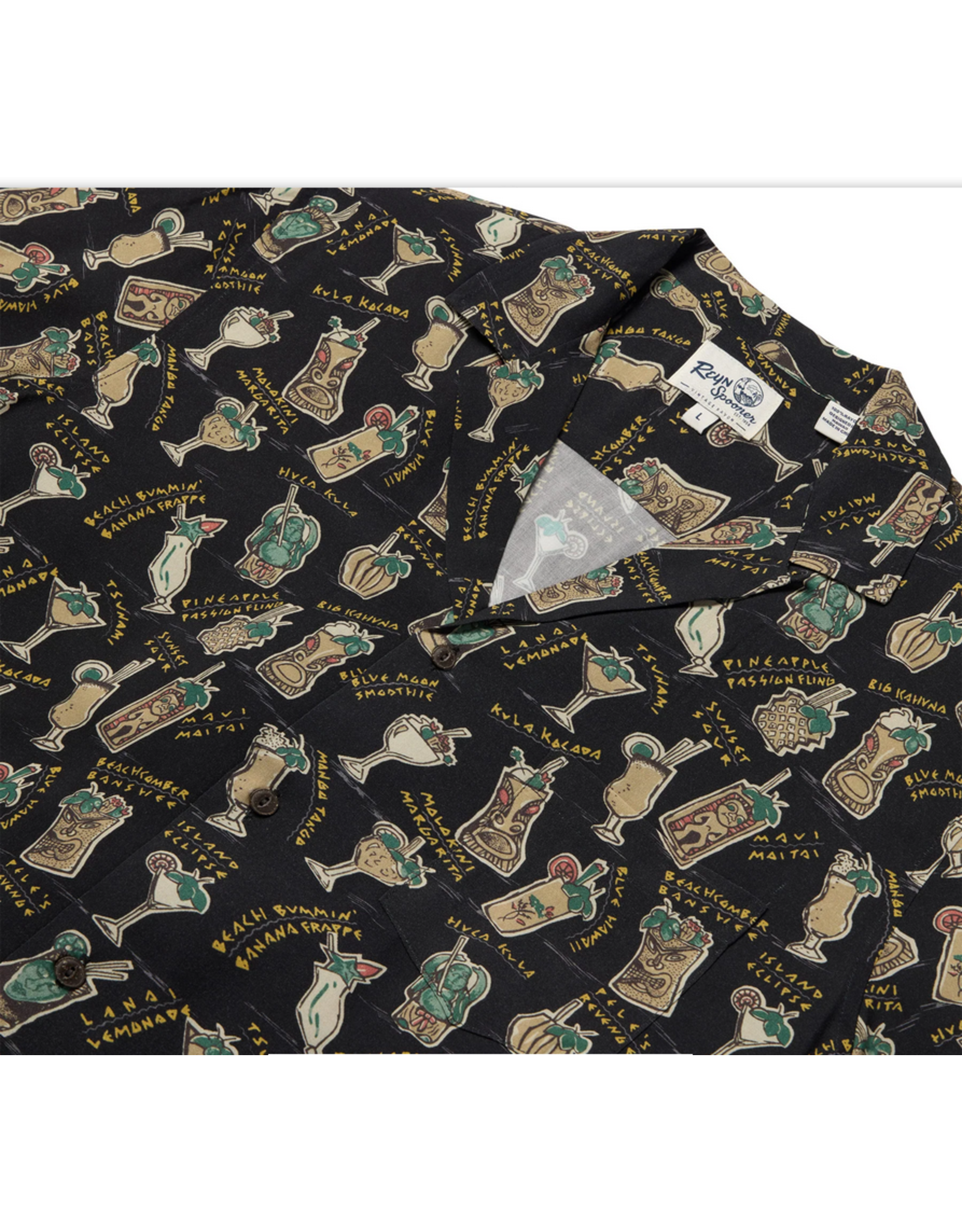 Reyn Spooner Reyn M674912925 Maui Mai Tai Camp Shirt Black