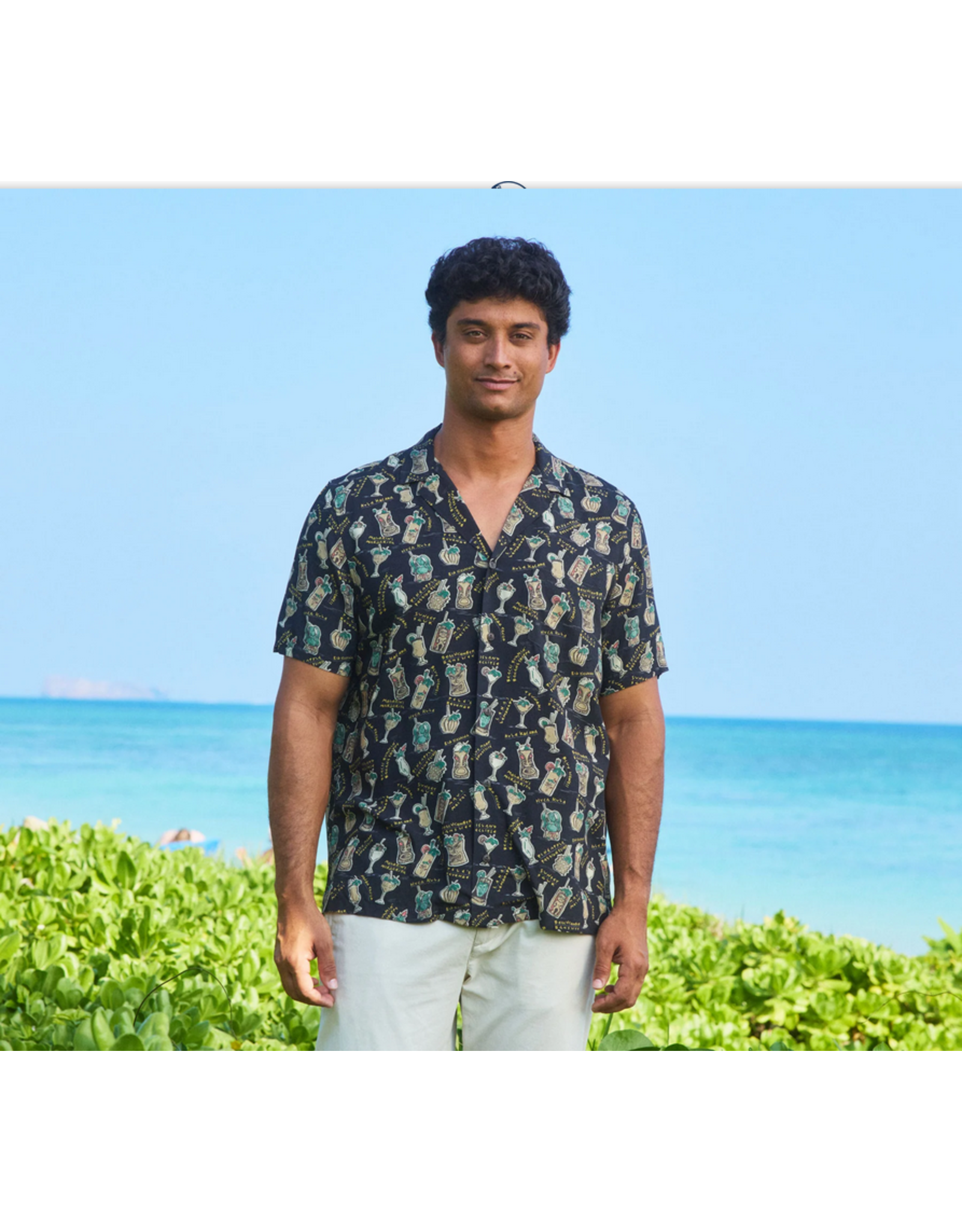 Reyn Spooner Reyn M674912925 Maui Mai Tai Camp Shirt Black