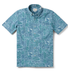 Reyn Spooner Reyn M688012525 Tahitian Tapa Button Front Surf Blue