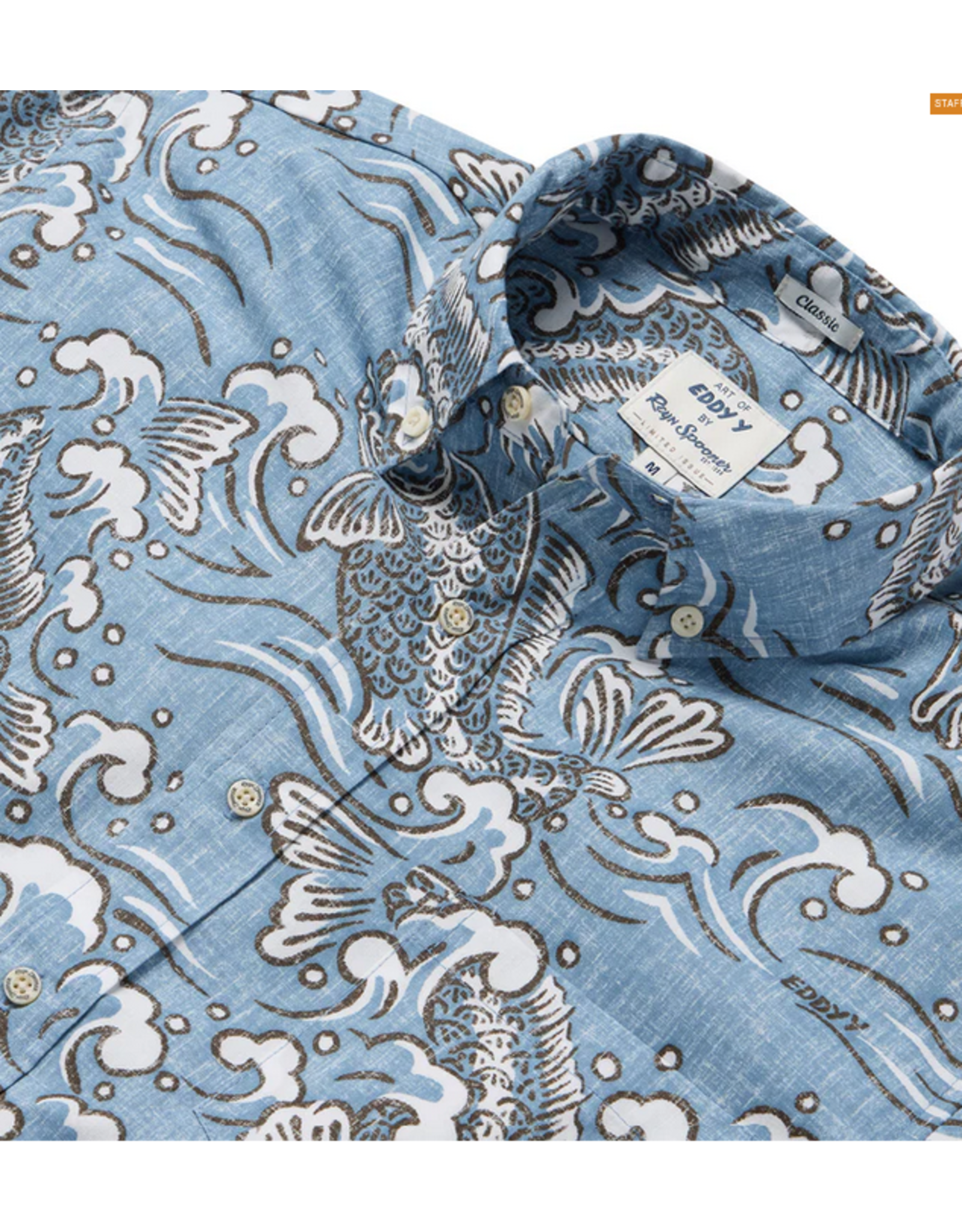 Reyn Spooner Reyn M661012525 Koi Stream by Eddy Classic Button Front Dusty Blue