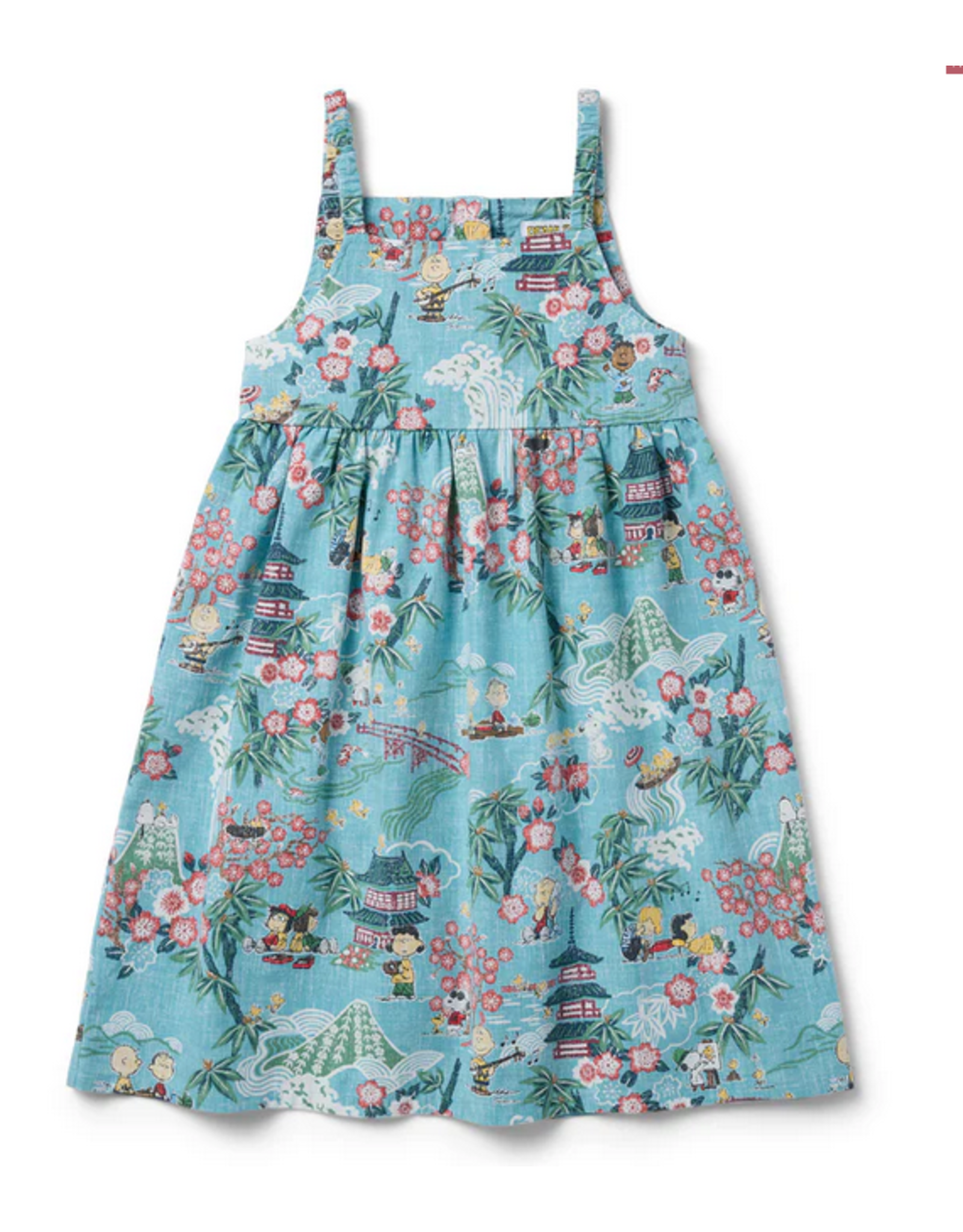 Reyn Spooner Reyn K697491225 Peanuts in Japan Kids Sundress Teal