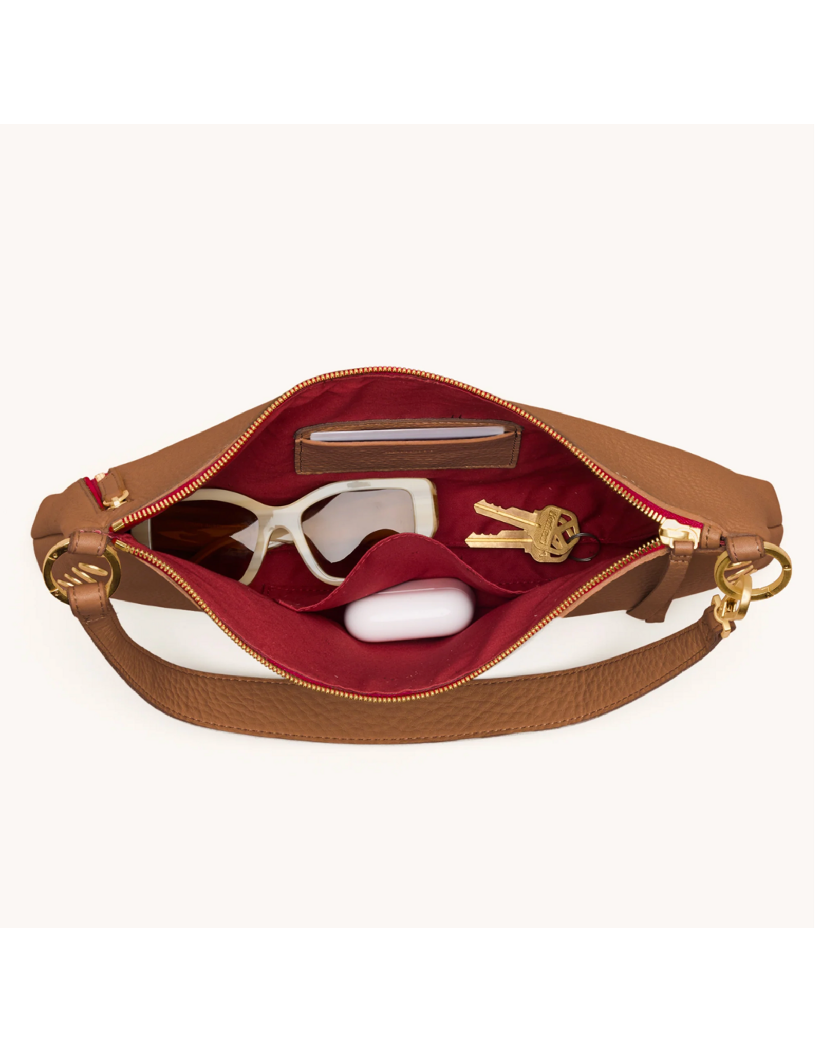 Hammitt Hammitt Kyle Med Mahogany Pebble BG Red Zip