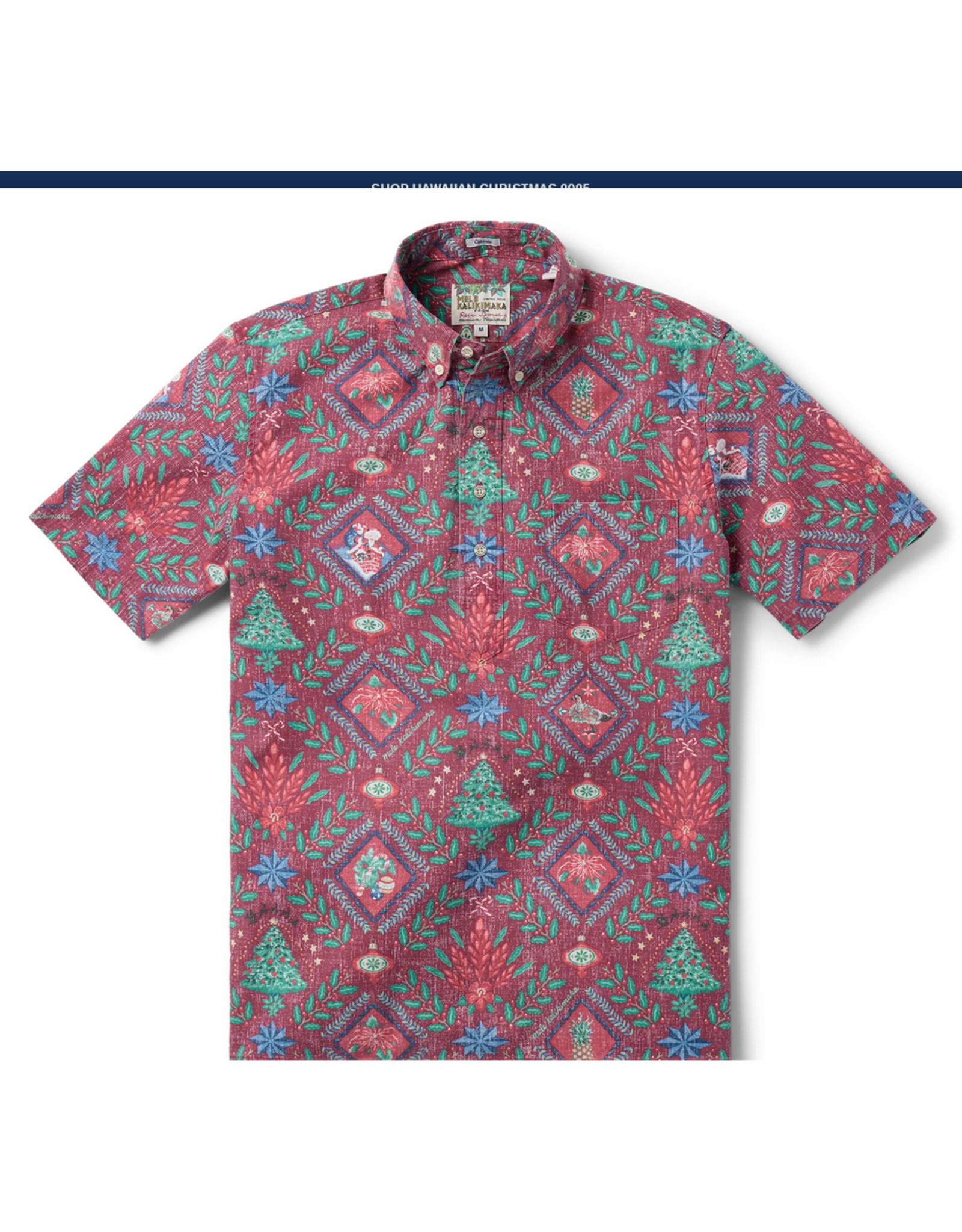 Reyn Spooner Reyn M687012625 Hawaiian Christmas 2025 Pullover Red