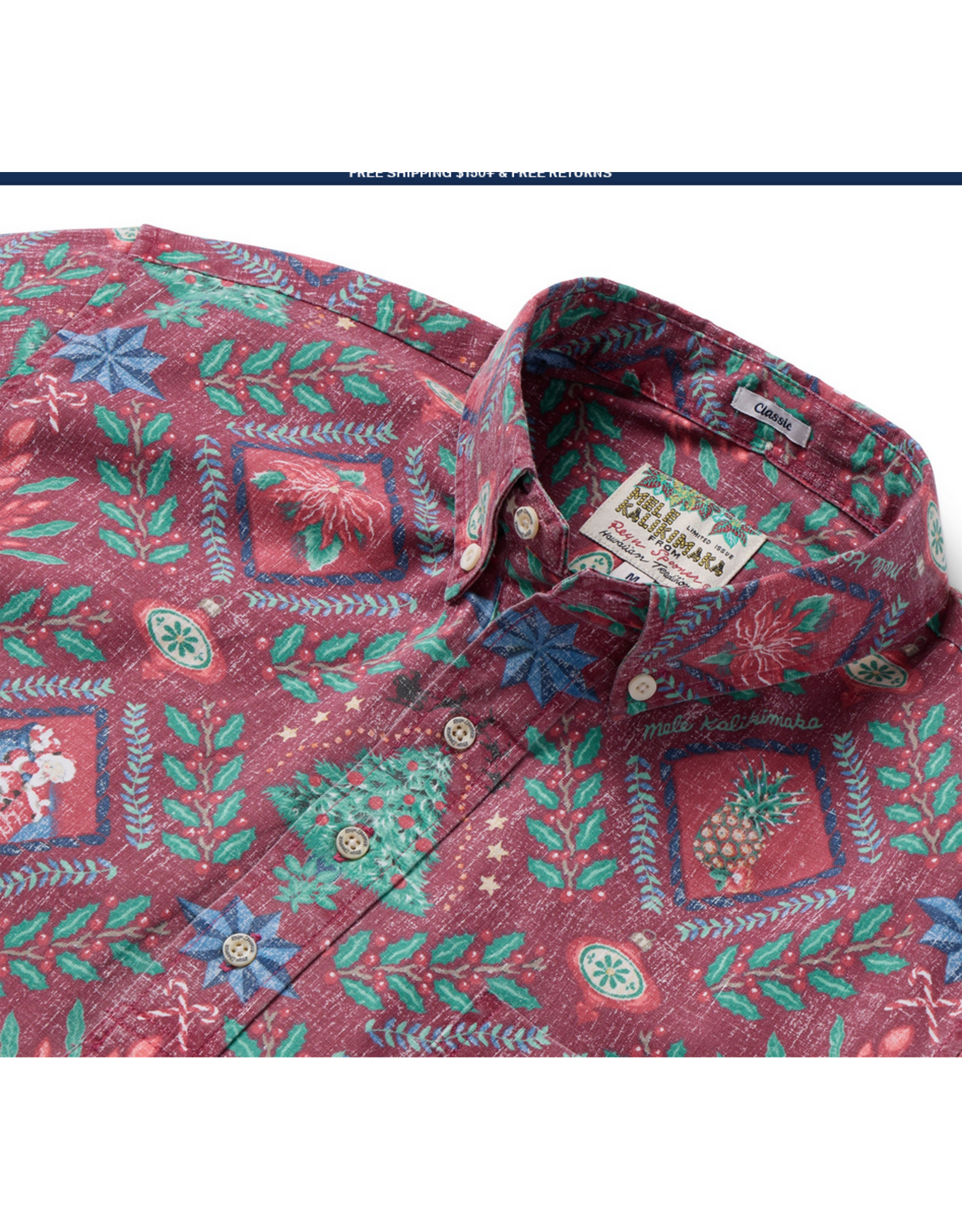 Reyn Spooner Reyn M687012625 Hawaiian Christmas 2025 Pullover Red