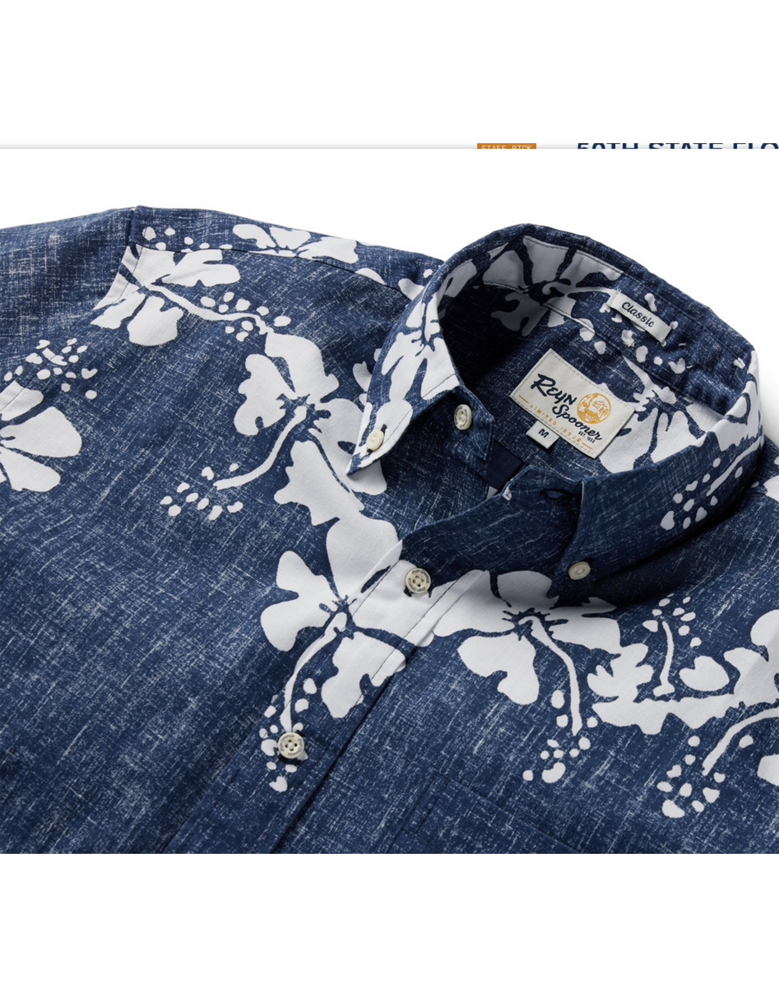 Reyn Spooner Reyn M199012524 0005 Navy 50th State Flower Button Front