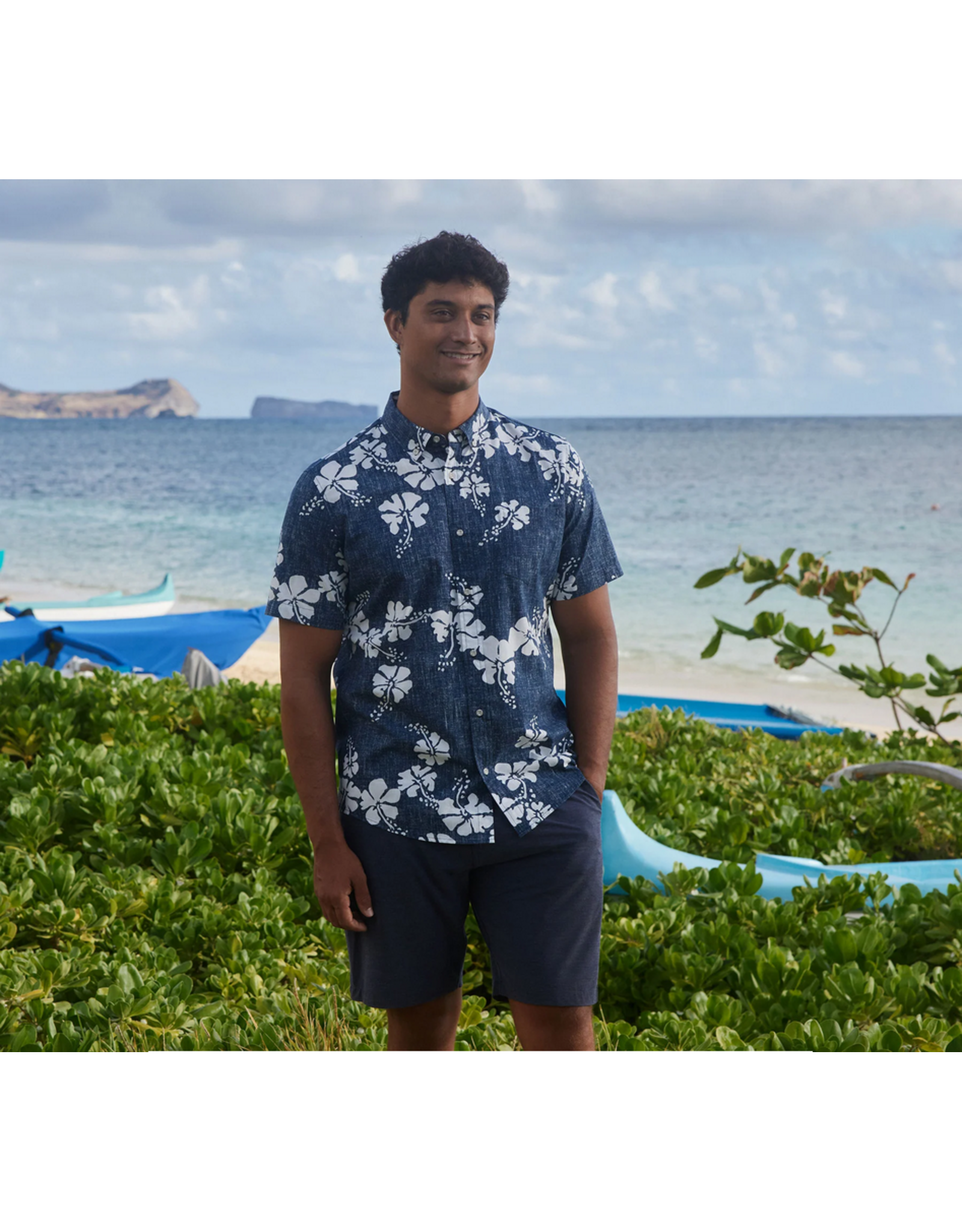 Reyn Spooner Reyn M199012524 0005 Navy 50th State Flower Button Front