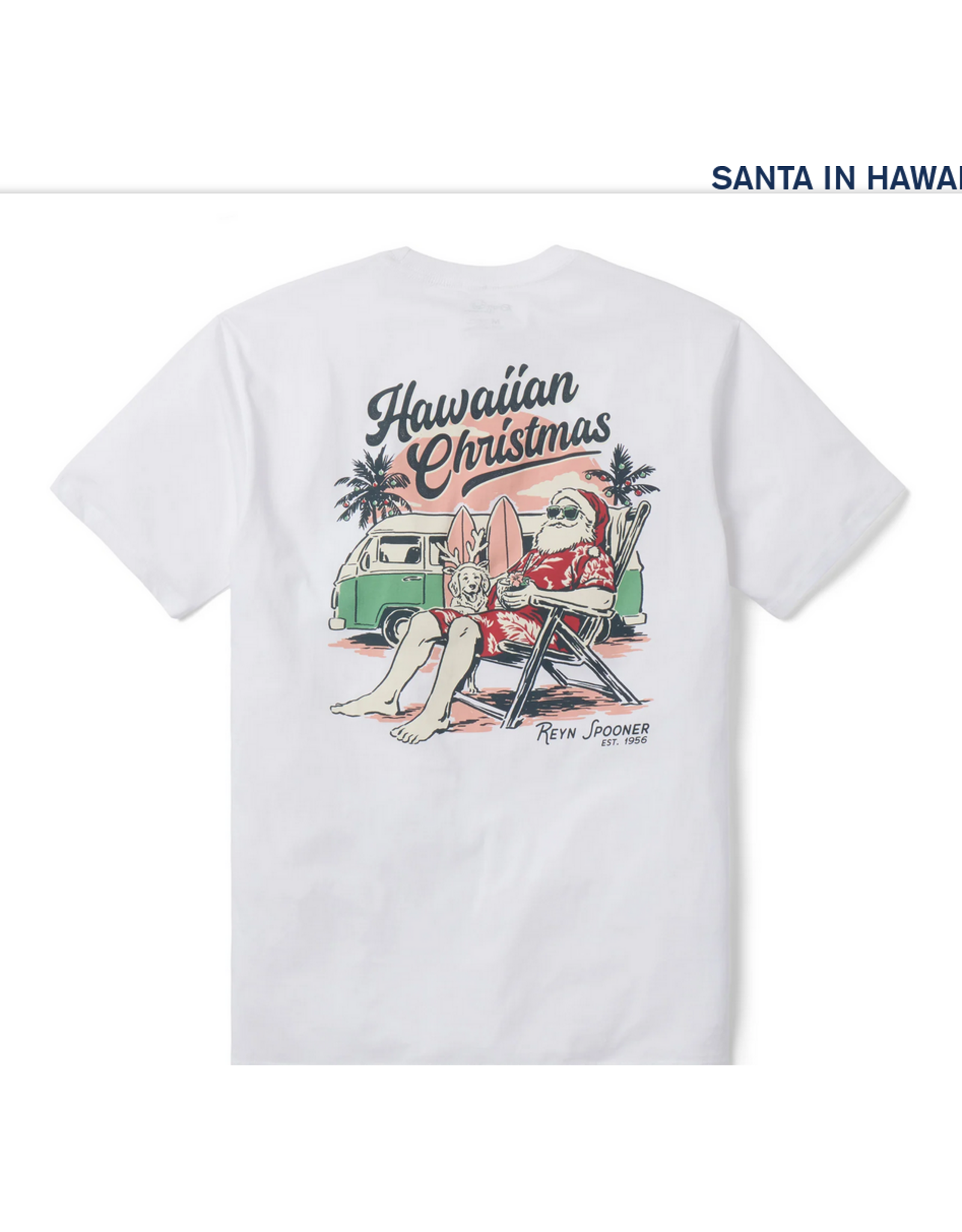 Reyn Spooner Reyn M698230125 Santa in Hawaii Tee Shirt White