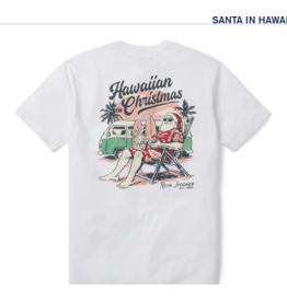 Reyn Spooner Reyn M698230125 Santa in Hawaii Tee Shirt White