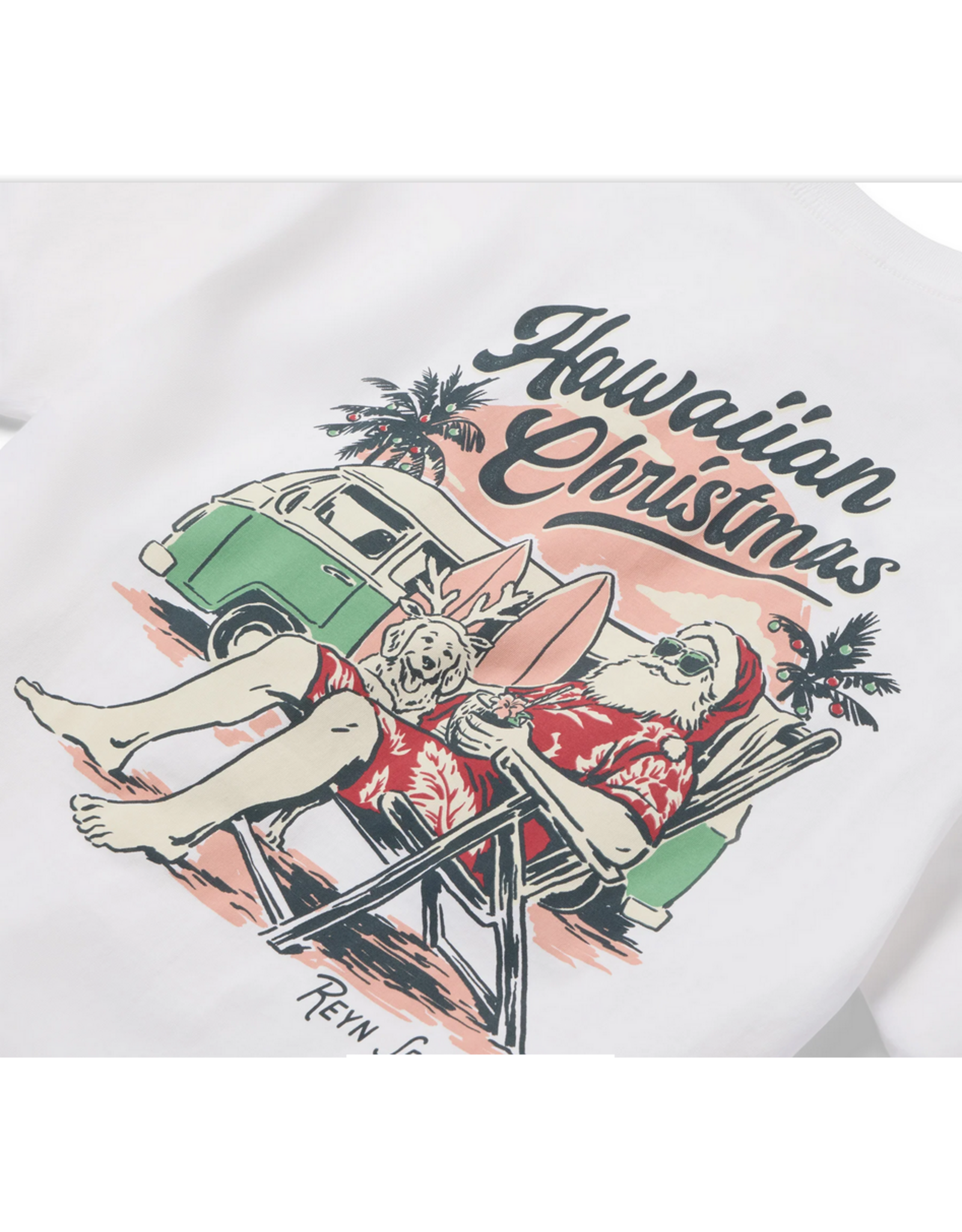 Reyn Spooner Reyn M698230125 Santa in Hawaii Tee Shirt White