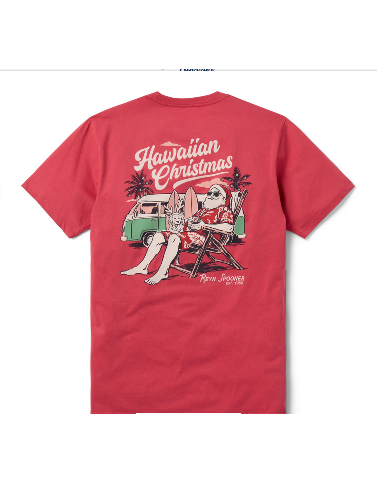 Reyn Spooner Reyn M698230125 Santa in Hawaii Tee Shirt Red