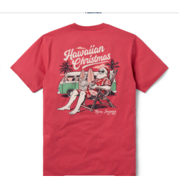 Reyn Spooner Reyn M698230125 Santa in Hawaii Tee Shirt Red