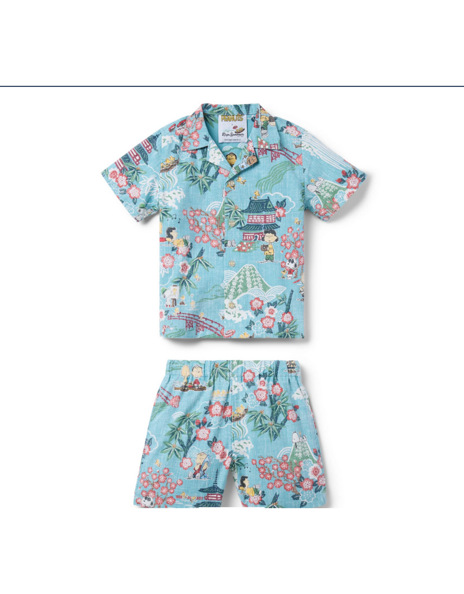 Reyn Spooner Reyn K697429025 Peanuts in Japan Toddler Set Teal