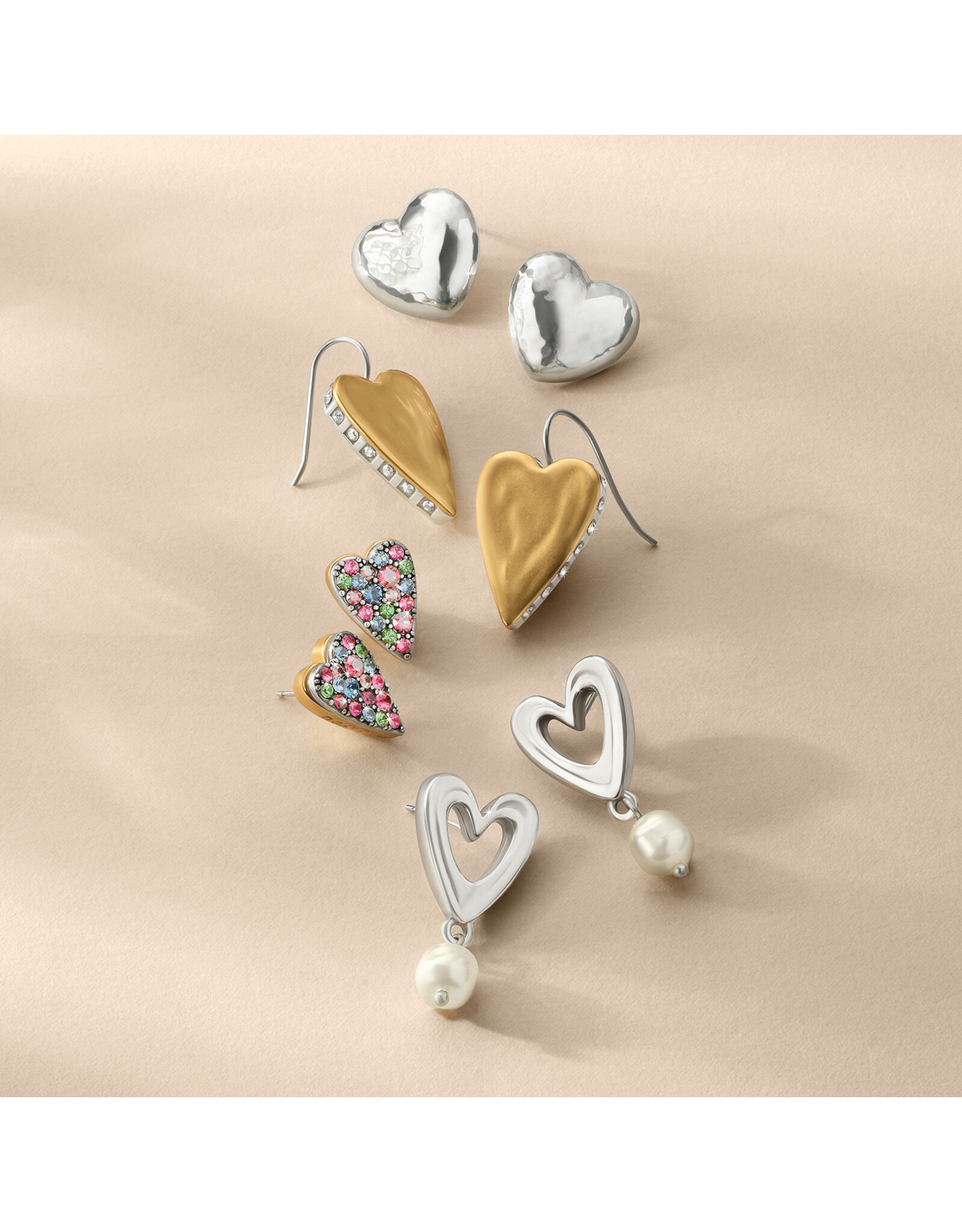 Brighton Brighton JA0279 Cascade Open Heart Pearl Post Drop Earrings