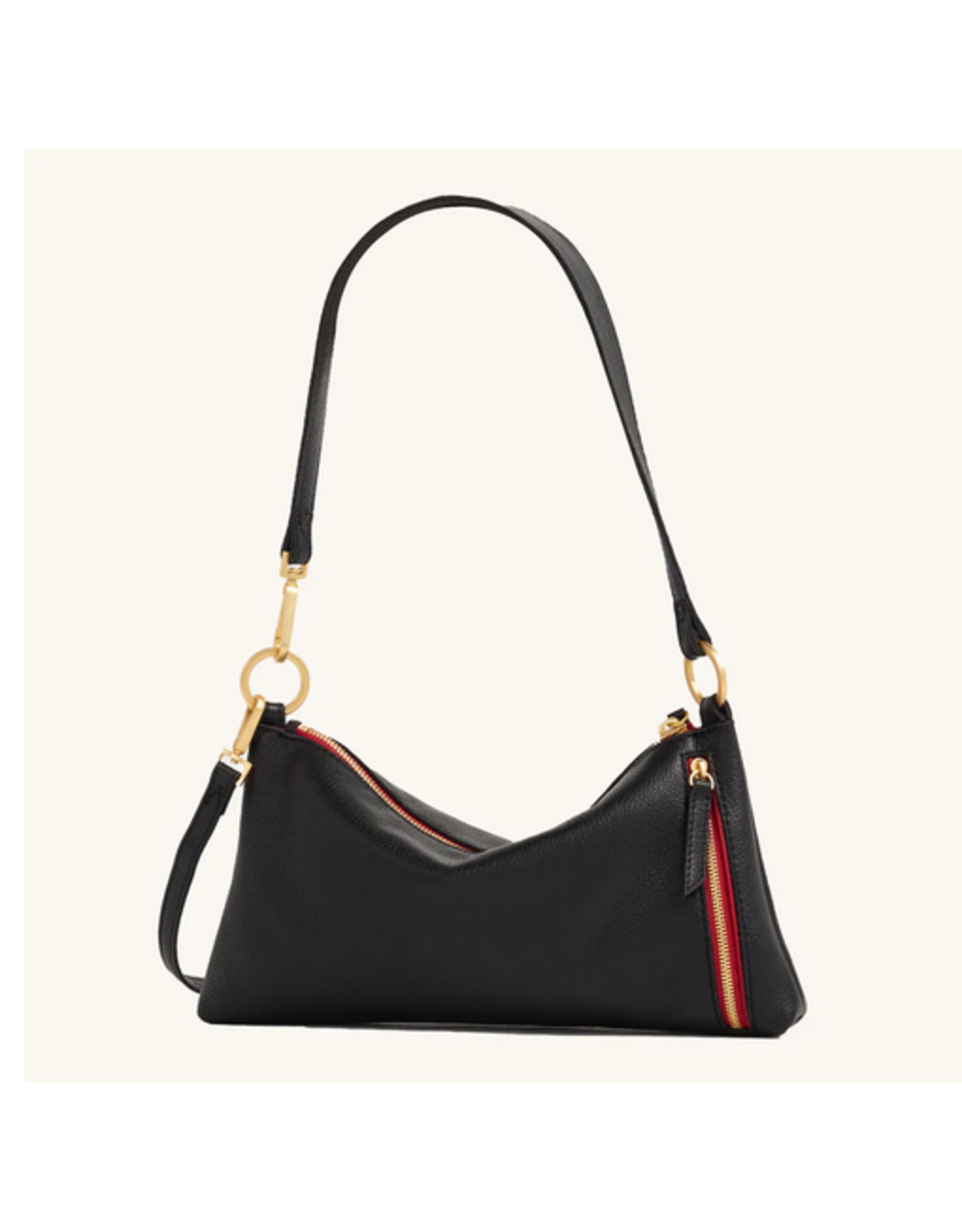 Hammitt Hammitt 18180 Kyle Black Brushed Gold Red Zip