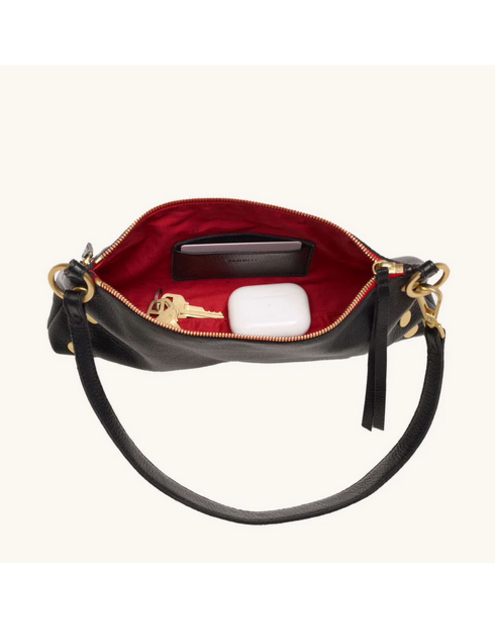 Hammitt Hammitt 18180 Kyle Black Brushed Gold Red Zip