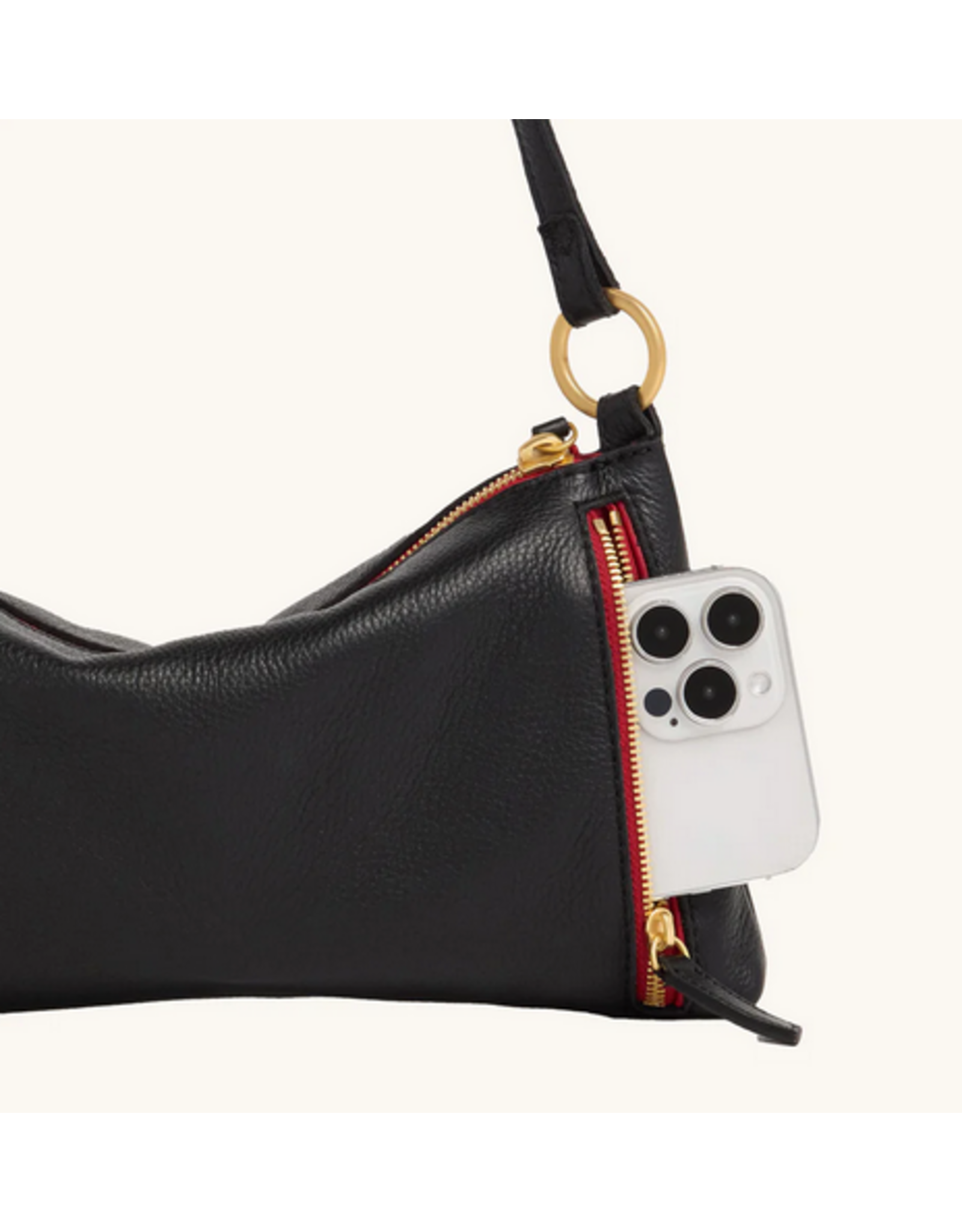 Hammitt Hammitt 18180 Kyle Black Brushed Gold Red Zip